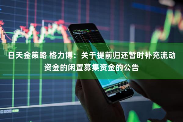 日天金策略 格力博：关于提前归还暂时补充流动资金的闲置募集资金的公告