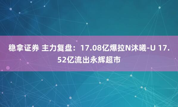 稳拿证券 主力复盘：17.08亿爆拉N沐曦-U 17.52亿流出永辉超市